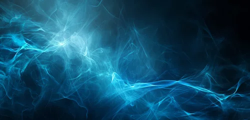 Fotobehang Soft ethereal blue smoke patterns swirling on a dark background. © Jan