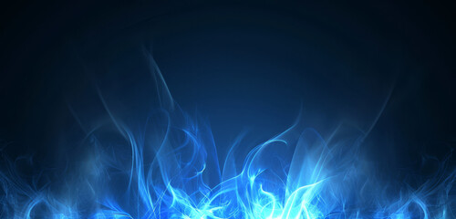 Soft ethereal blue smoke patterns swirling on a dark background. - obrazy, fototapety, plakaty