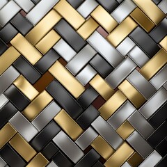 Silver and brass, golden metal texture background. Illustration.  Mosaic wallpaper. Backdrop