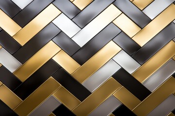 Silver and brass, golden metal texture background. Illustration.  Mosaic wallpaper. Backdrop - 714867930
