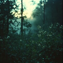 Nature, landscape. Forest, glade, grass, flowers, natural landscape. Photowallpaper.