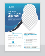 Modern medical flyer or poster design, doctor brochure cover template annual report print in a4