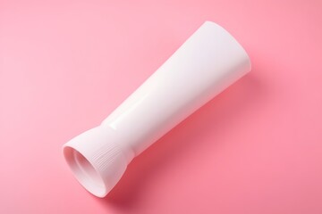 White vase on a pink background with minimalist style.