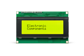 Monochrome character LCD display isolated. Electronic Components text. Transparent PNG image.