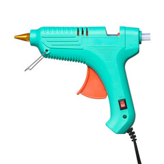 Green electric hot thermal melt glue gun Isolated. Transparent PNG image.