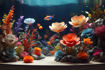 3d flower in aquarium