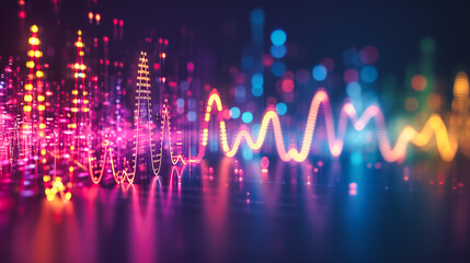 Futuristic digital concept with abstract waves and lines, representing technology and electronic communication