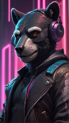 Binturong Synthwave Serenity Down Under by Alex Petruk AI GENERATED
