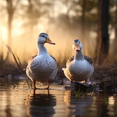 Ducks standing natural environment picture