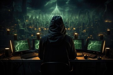 A mysterious figure in a hoodie gazes upon a futuristic city, captured in a digital compositing that hints at a thrilling new pc game waiting to be explored