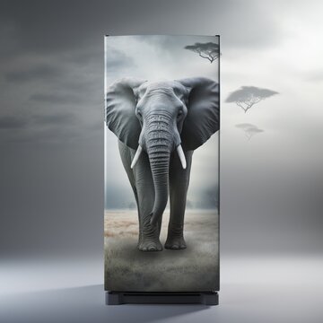 Elephant fridge front standing art images