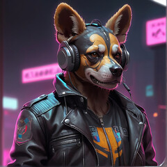 Dhole Synthwave Serenity Down Under by Alex Petruk AI GENERATED - obrazy, fototapety, plakaty