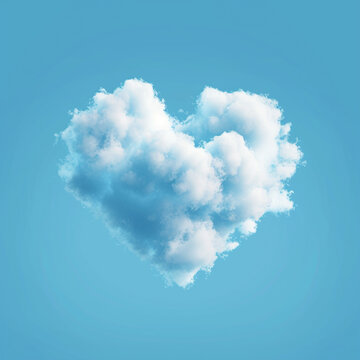 Air cloud in the shape of a heart on a blue background