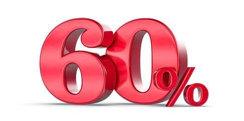 60 percent 3d rendering red metal discountWith White Background