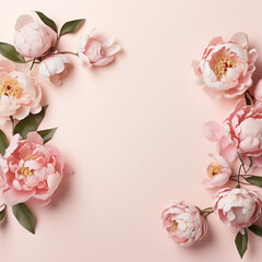 Pink background with peonies - obrazy, fototapety, plakaty