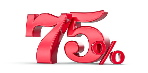 75 percent 3d rendering red metal discountWith White Background