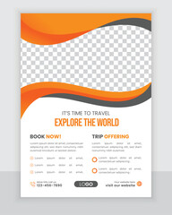 Trip or Travel flyer or poster design , business brochure cover template annual report print in a4