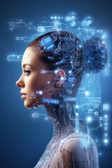 Figure. image of female-Android AI robot, assistant, business employee. concept artificial intelligence, future trends.