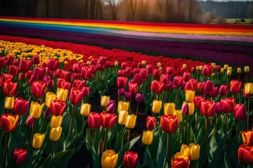 Foto op Canvas field of tulips © azka