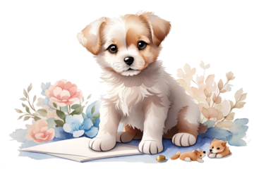 cute and funny dog on transparent background, created by ai generated