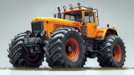 3d farm tractor on a blurred background. Generative AI