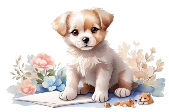cute and funny dog on transparent background, created by ai generated