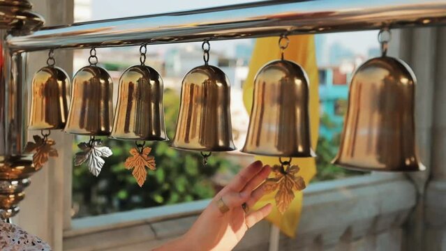 Golden bells in Wat Traimit Withayaram Worawihan (Golden Buddha) Bangkok Thailand