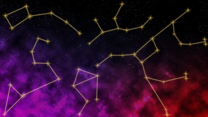 Space and galaxy astrology or astronomy background with star constellations. 
