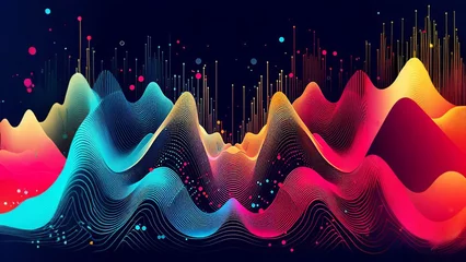 Foto op Aluminium  a dynamic wavy background that mimics the visual representation of sound waves. Experiment with bold colors and varying frequencies to create a sense of movement and rhythm. © wikiart