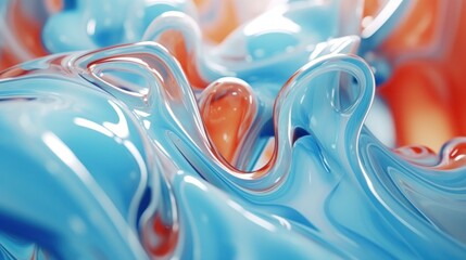 A Composition of Colorful Amorphous Shapes and Geometric Waves in Melted Plastic Material
