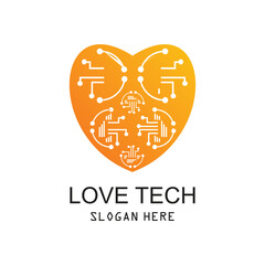 Love tech logo design simple concept Premium Vector