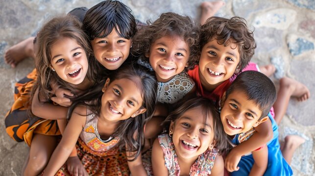 A group of children smiling and posing for a picture Generative AI