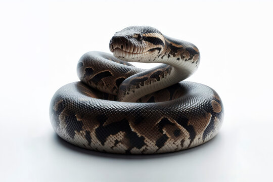 Anaconda snake isolated on solid white background. ai generative