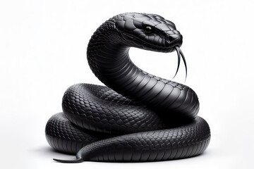 Black Mamba snake isolated on solid white background. ai generative - obrazy, fototapety, plakaty