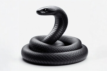 Fototapeta premium Black Mamba snake isolated on solid white background. ai generative
