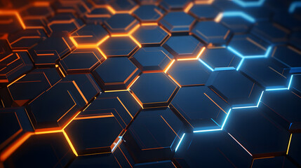 abstract background with glowing hexagons