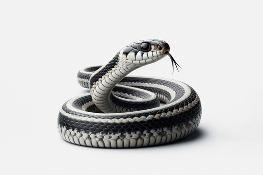 Garter Snake snake isolated on solid white background. ai generative