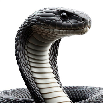 King Cobra snake isolated on solid white background. ai generative