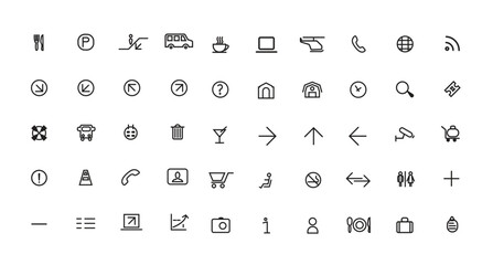 Office Business Icon Set Travel Hotel Food Computer