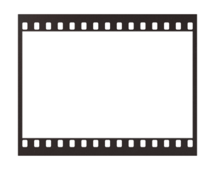 Camera transparent film strip mockup, isolated on white background template frame, real high-res 35mm photo scan analogue sheet negative