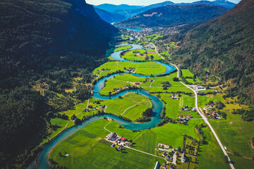 Stryn River from above - Drone photography