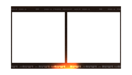 Camera transparent film strip mockup, isolated on white background template frame, real high-res 35mm photo scan analogue sheet negative