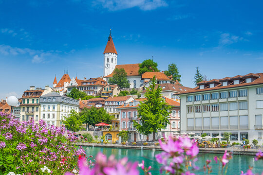 River Aare and cityscape of Thun, Switzerland