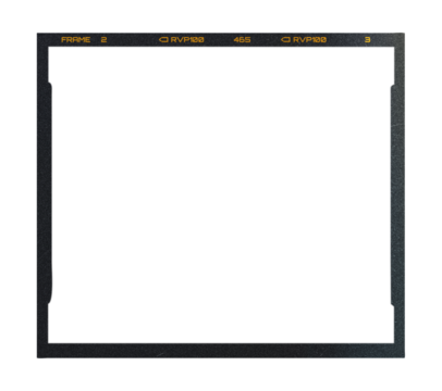 Camera transparent film strip mockup, isolated on white background template frame, real high-res 35mm photo scan analogue sheet negative