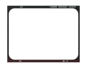 Camera transparent film strip mockup, isolated on white background template frame, real high-res 35mm photo scan analogue sheet negative