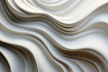 An intricately designed abstract artwork with flowing white and brown waves, evoking a sense of movement and fluidity in its captivating pattern
