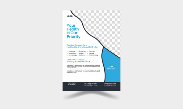 Set of Editable Creative banner design template in Orange and Blue Color. A bundle of a4 flyer template, modern template