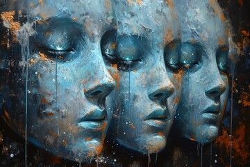 Luminous moonstone masks, imbued with the power to reveal one's true desires and emotions - Generative AI