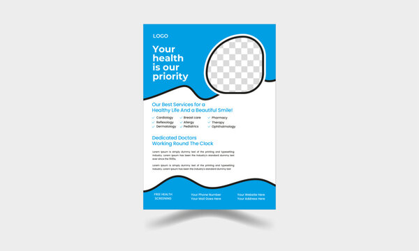 Set of Editable Medical banner design template. Layout template, brochure background. A4 size for poster, flyer or cover.