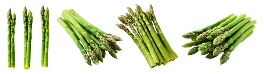 Fotobehang Collection of green asparagus isolated on transparent or white background © Luckygraphics